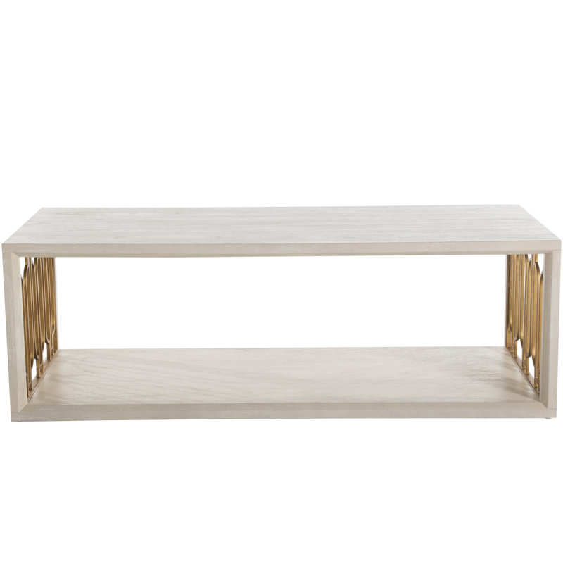 Ainsworth Coffee Table - White, Cerused White/Stained Gold