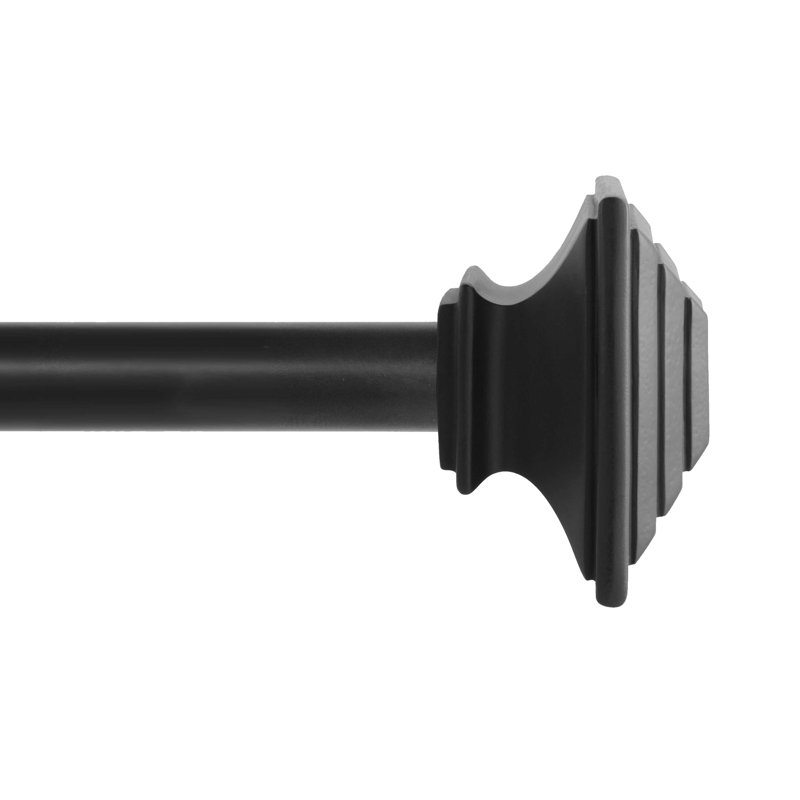 Claremont Mission Adjustable 1" Single Curtain Rod, 36" - 66", Matte Black