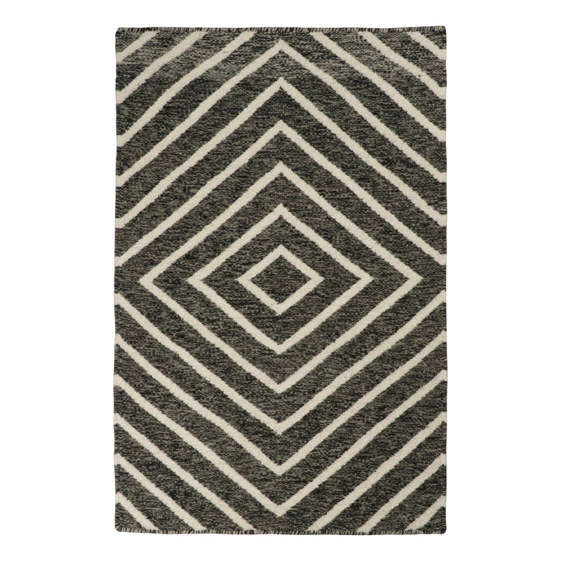 Hand Knotted Wool Area Rug in Gray