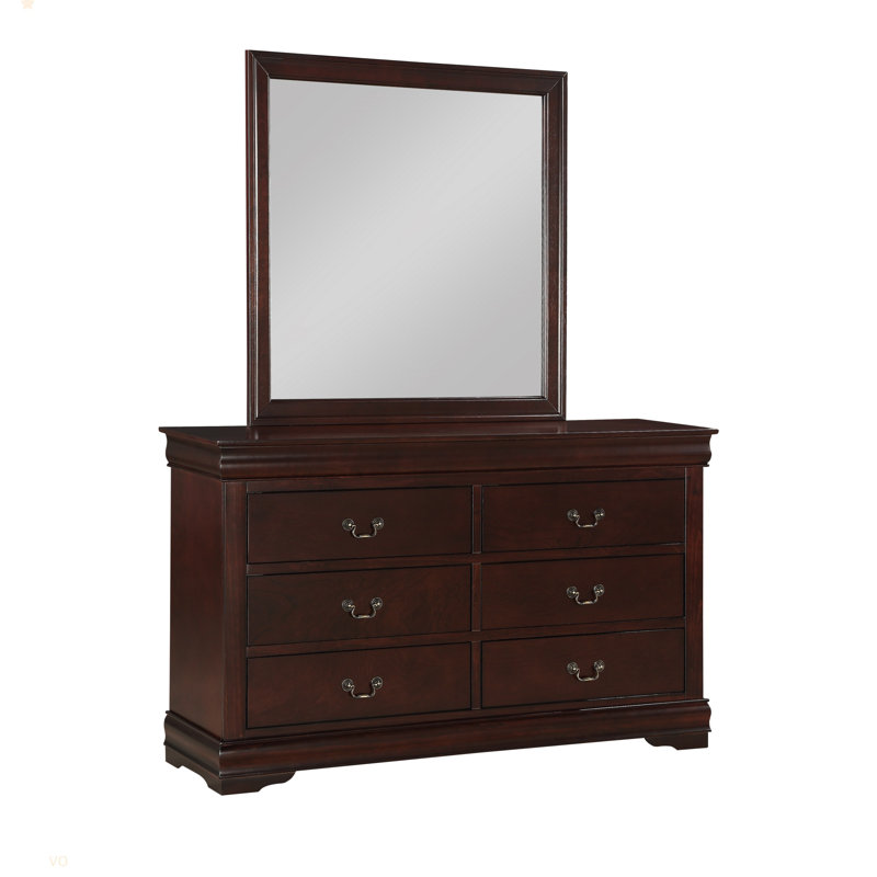 Commode Louis Philip 1 tiroir 6 pièces à finition cerisier en bois massif