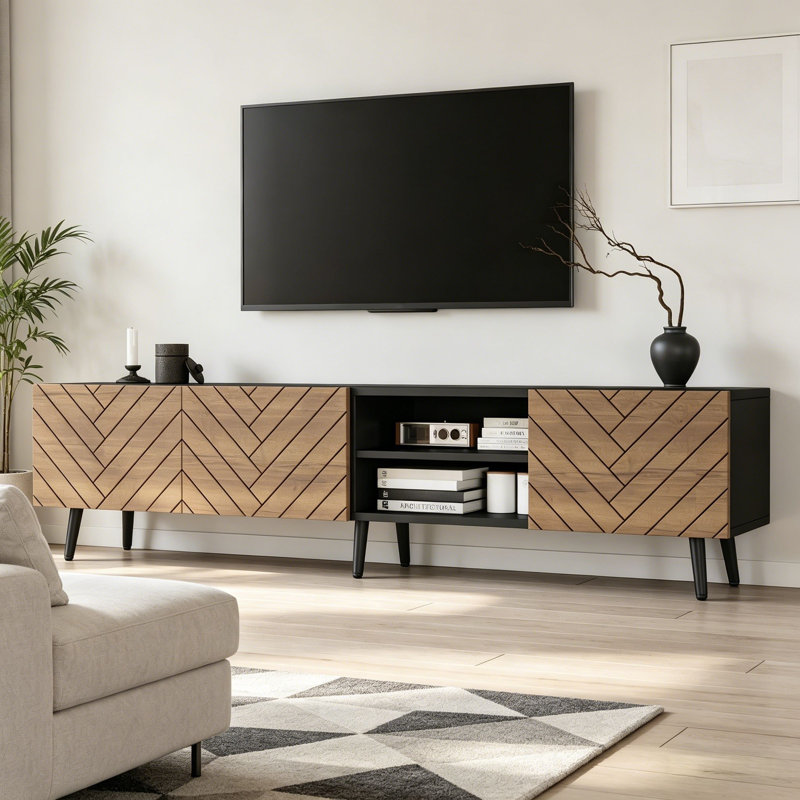 Unfinished TV Stand for TVs up to 78" with Fireplace Included