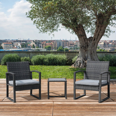  Auburntown 3 Piece Rattan Seating Group with Cushions