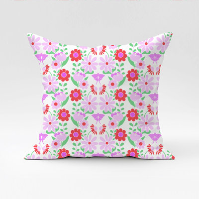 Graphic Flowers Organic Cotton Throw Pillow