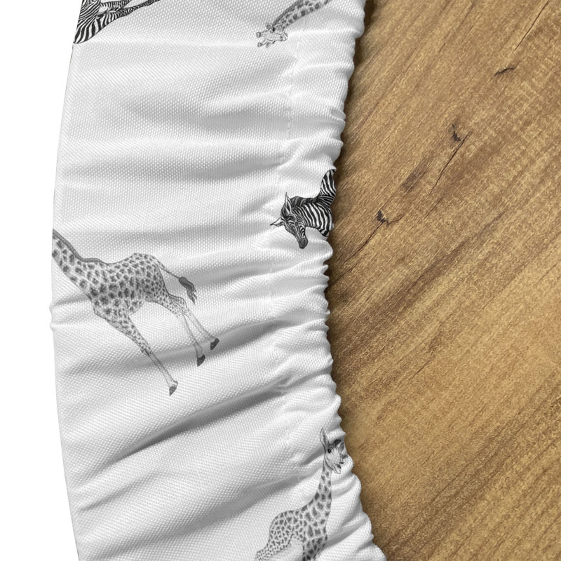 Winston Porter Animal Fitted Round Tablecloth Grey and White, 67.72" Round