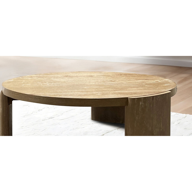 Table basse ronde de style contemporain, table à cadre en bois