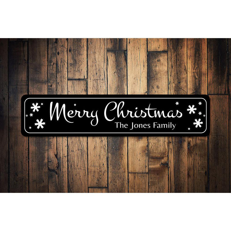 Plaque en aluminium Merry Christmas, H 4 po x l 18 po x P 0,04 po