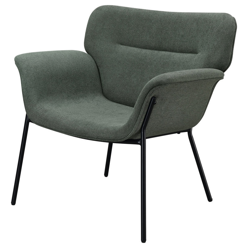 Upholstered Horizontal Tufted Back Accent Chair, Ivy Polyester Blend