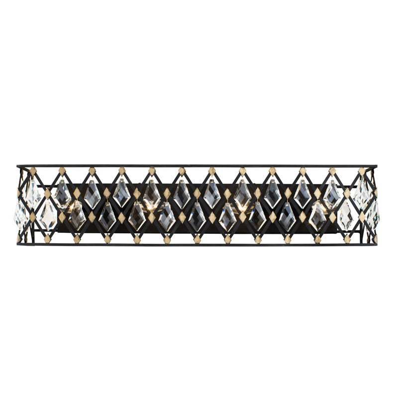 Windsor Black and Gold 4-Light Dimmable Bath Bar