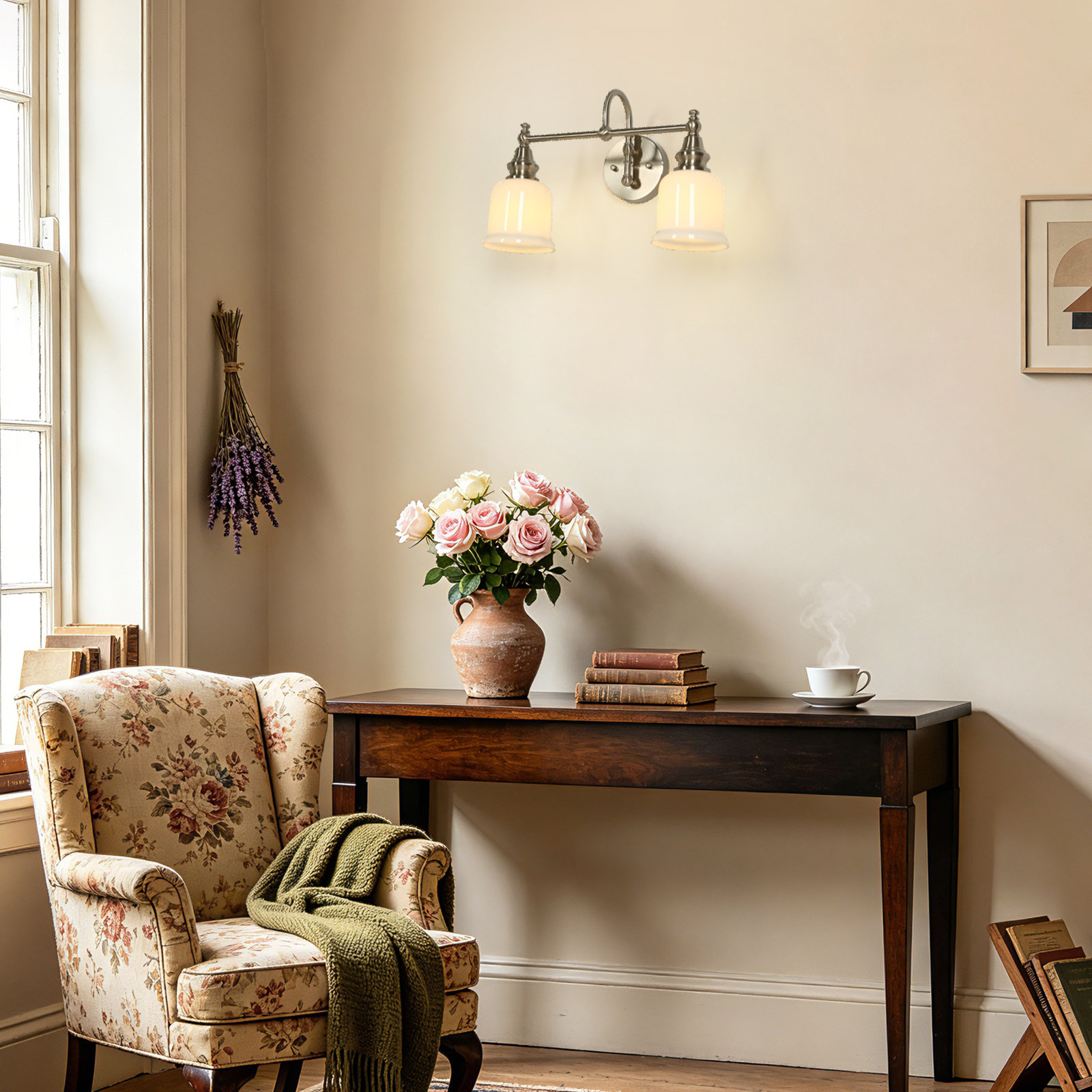2-Light Dimmable Vanity Light, Silver