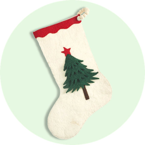 Christmas stocking with tree and star design
