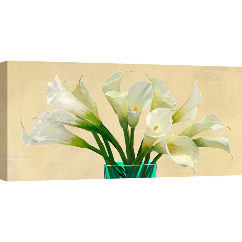 White Callas In A Glass Vase by Andrea Antinori - Wrapped Canvas Print, 60cm H x 120cm W x 4cm D