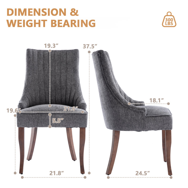 Modern Linen Fabric Kitchen Side Chair,  Dining Chair（Set Of 4）, Gray, 4