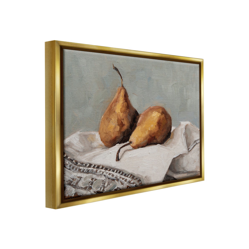 "Traditional Pears Still Life" par Marian Parsons sur toile, Cadre flottant métallique doré, H 17 po x l 21 po