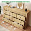 Commode à 7 tiroirs cannelée moderne en bois de chêne de 54 po de largeur pour la chambre à coucher, le salon, le vestibule - rangement spacieux, construction durable - couleur bois, 7 seaux