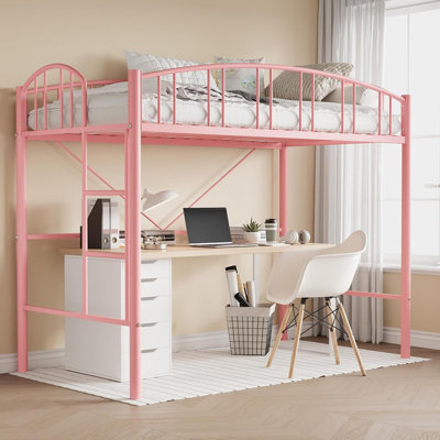 Loft Bed Twin Size with Ladde and Arched Guardrail, Heavy Duty Metal Loft Bed Frame for Kids and Adults, Sturdy Steel Slats Support, Small Space Savin by Isabelle & Max