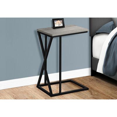 Table en stratifié gris pour le salon et la chambre à coucher, fabrication en métal noir, style polyvalent, L 10,07 po x l 18,25 po H 25,59 po, base moderne et pratique, 10,07 po 18,25 po 25,59 po