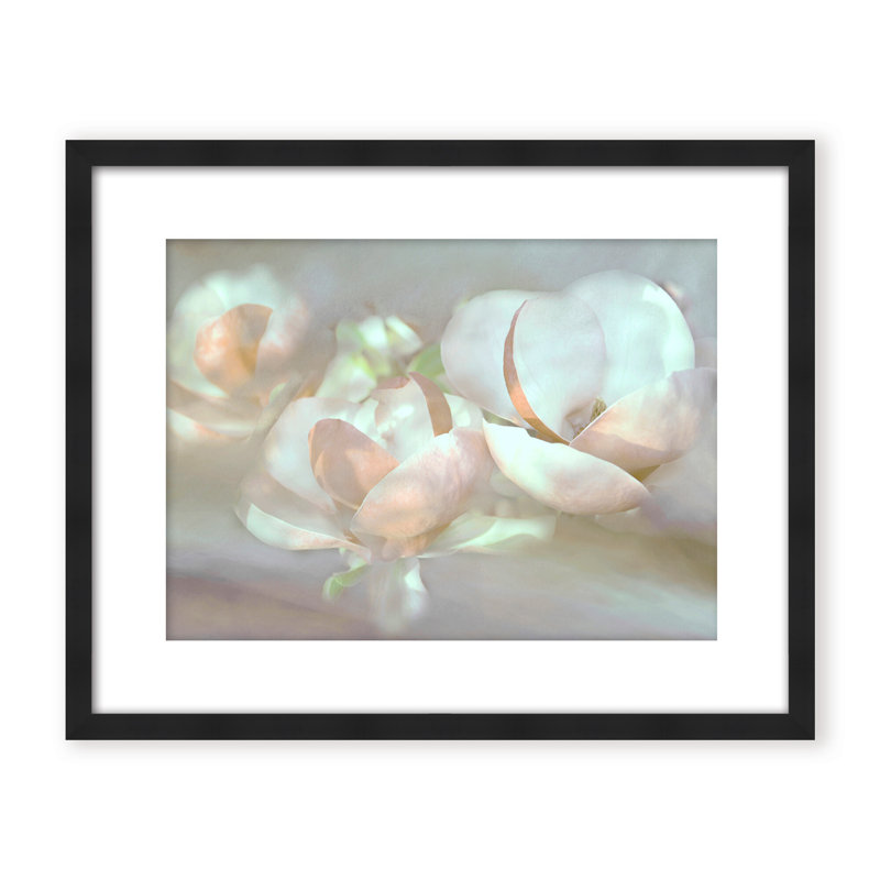 Nature Inspired Magnolia Dreams, 24" H x 30" W x 1.125" D, Framed Matted Print, White