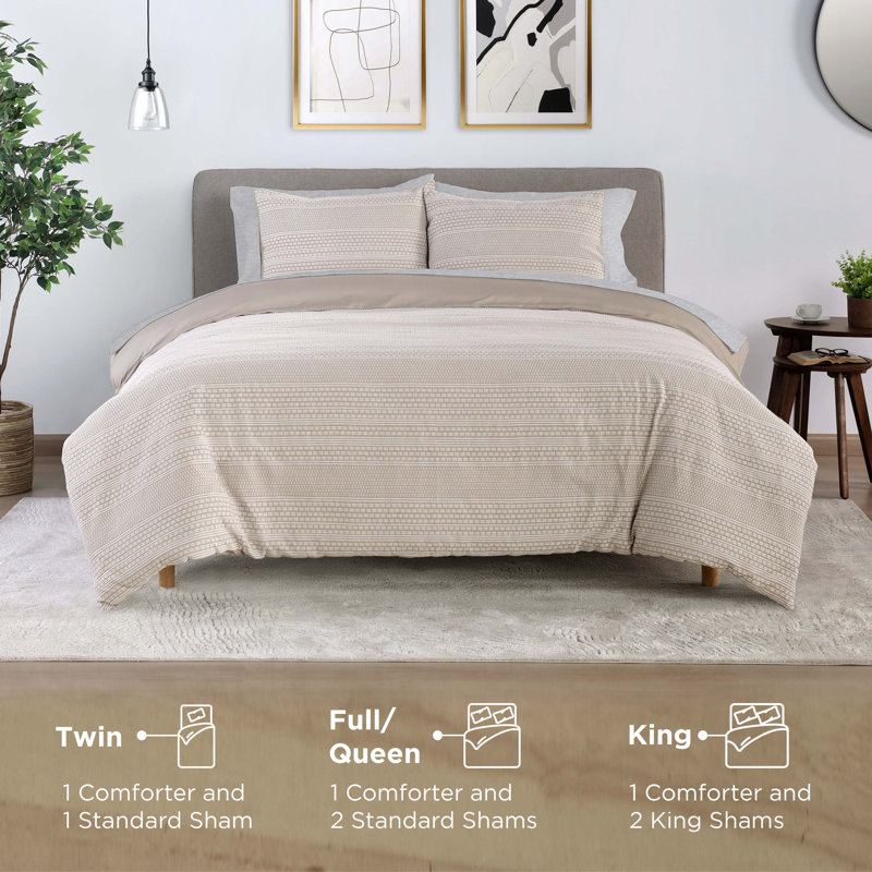 Vellux Sedona Full/Queen Oatmeal Comforter Set, Queen Comforter + 2 Standard Shams