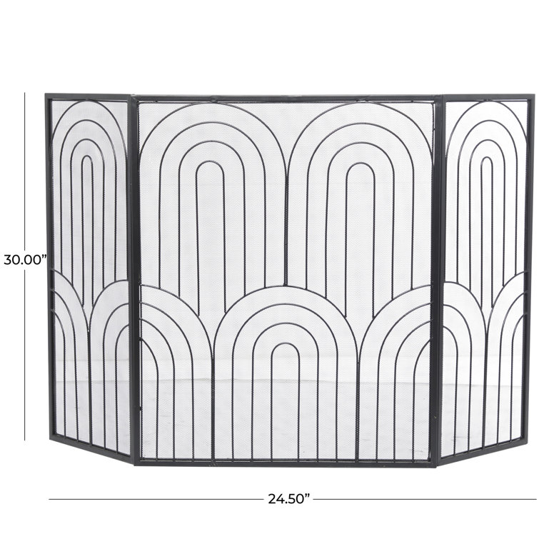 Retro Folding Mesh Playpen Wrought Iron Casting Fireplace Screen