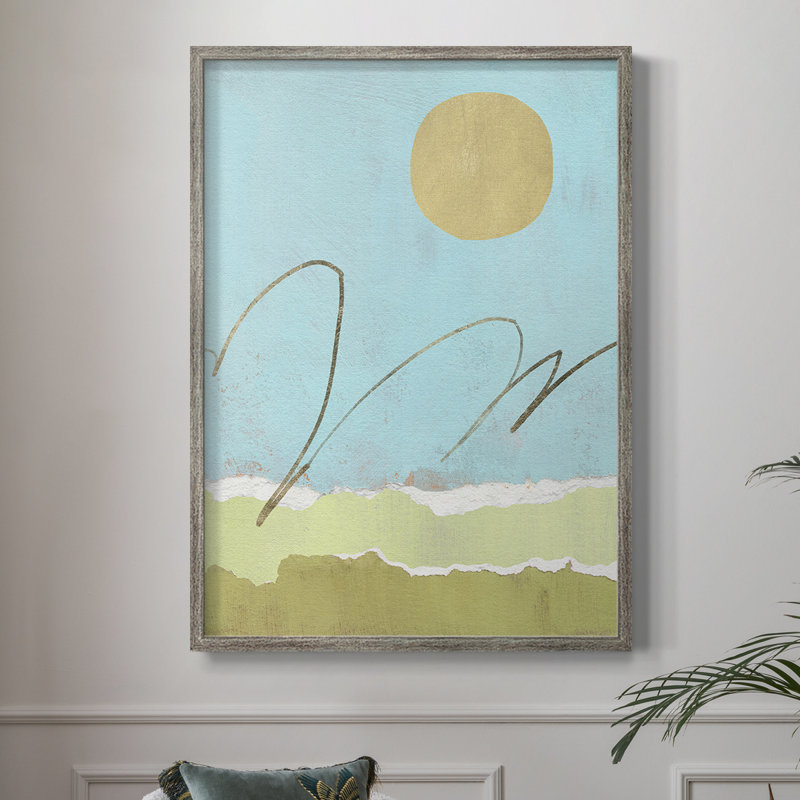 «Green and Gold Pcied Landscape II», reproduction encadrée - bois massif, H 15 po x l 12 po