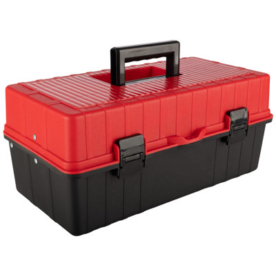 Stalwart Plastic Tool Box Organizer - Portable Toolbox or Tackle Box Organizer with Handle for Tools, Craft Storage, Hobby Supplies or Art Bin