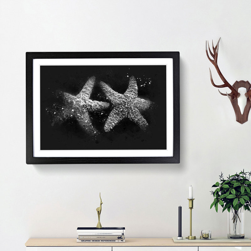Two Starfish - Picture Frame Graphic Art Print, Black Framed, 33cm H x 45cm W x 2cm D