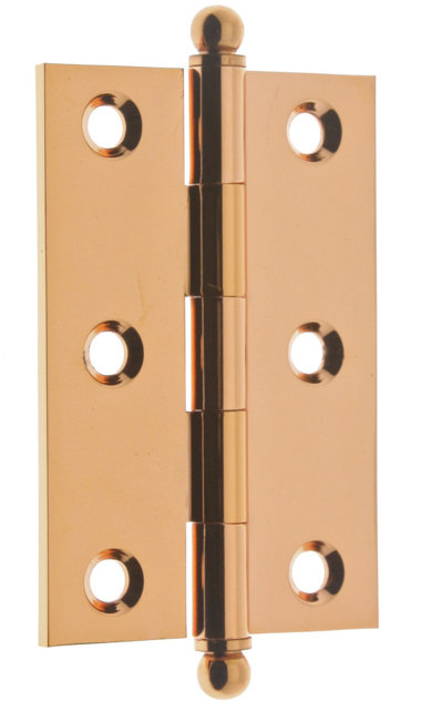 Solid Brass Mortise Hinge, Bright Copper