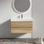 Bathroom Vanity With Oak Finish, Wall Mounted, Double Drawer Setup, E0 Water - Silent System Mounted Vanity, Design Featureset, Soft Closing Drawers, E1 Componentset, U Shaped Drainage Designation-752502649