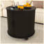 Ensemble de 2 tables de bout cylindriques noires modernes Mid-Century avec station de charge intégrée, porte coulissante et rangement à 2 niveaux-129952448-129952449