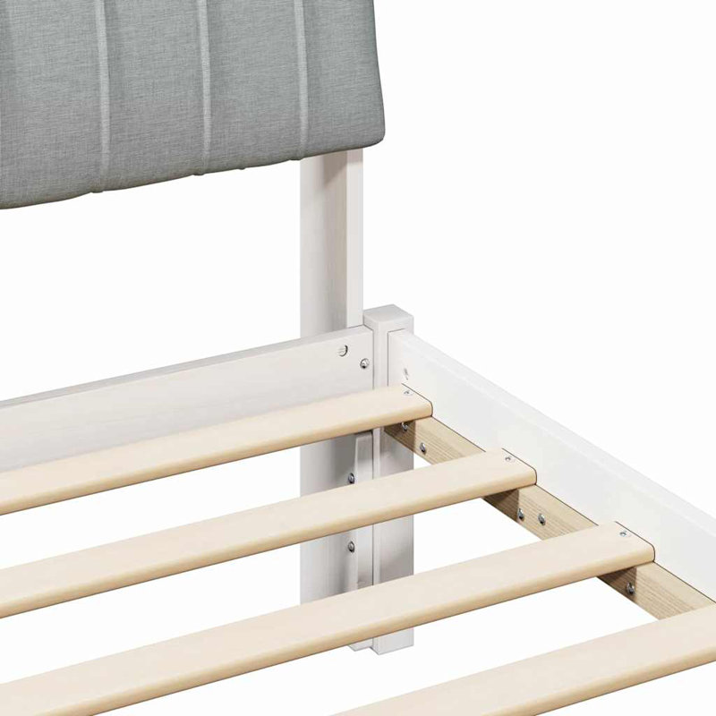 Solid Wood Bed Frame, 120 x 200cm, White/Light Grey