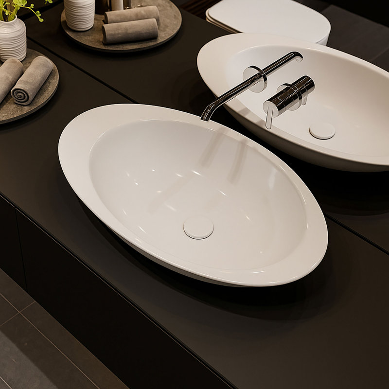 Lavabo pour salle de bain Bloom, Blanc lustré