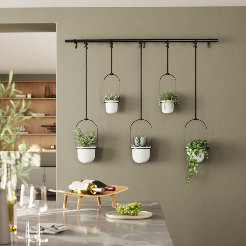 Hanging Planter with 5 pots, White/Black