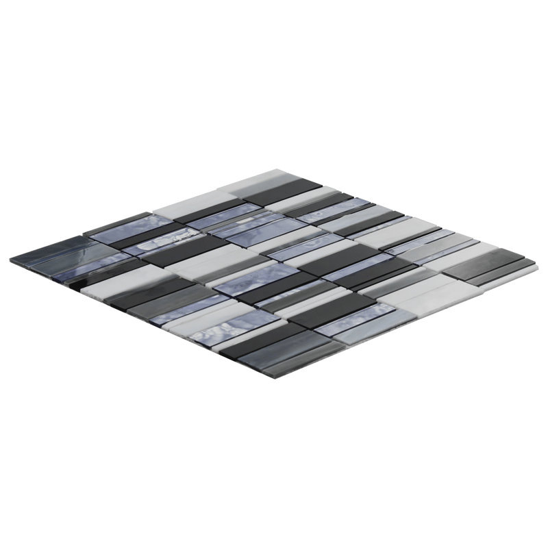 Rococo Stacked 11.93 in. x 12 in. Polished Glass Mosaic Wall Tile (0.99 Sq. Ft. / Each), Celestine Silver