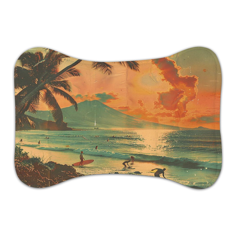 Tapis d'alimentation en forme d'os Nostalgic Island Sunset