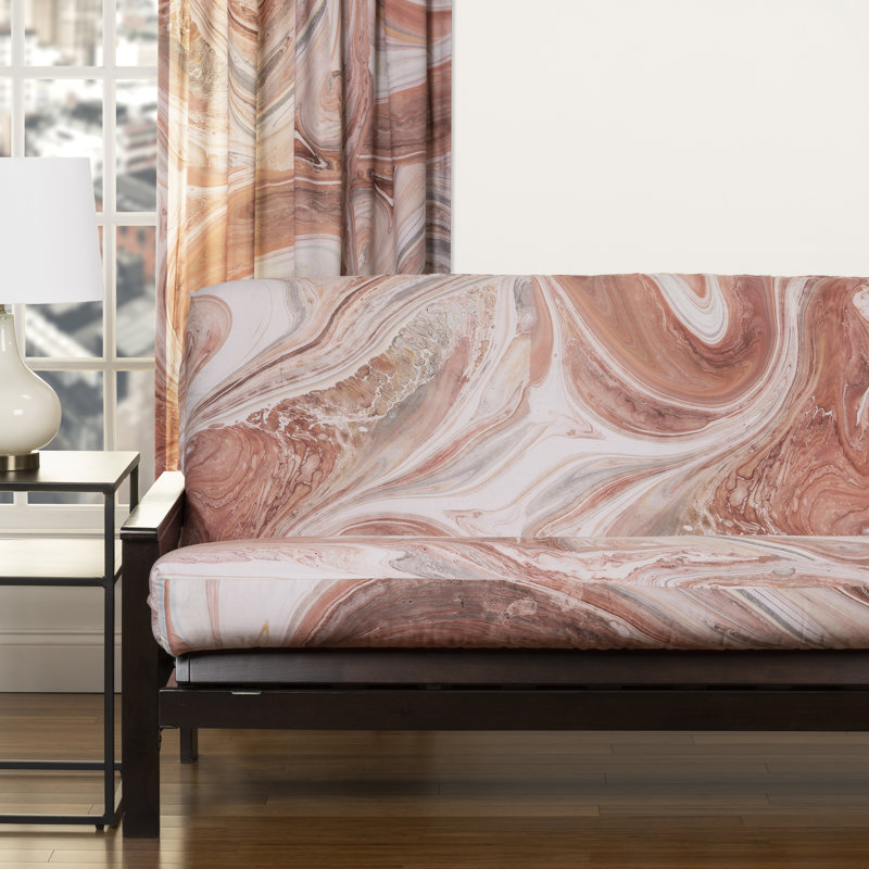 Art of Marbling Red Polyester Full Futon Slipcover