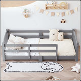 Full Size Montessori Floor Bed with Safety Guardrails