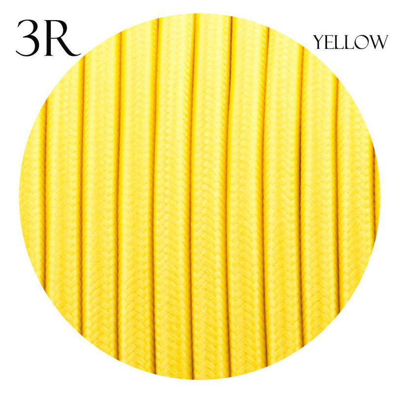 Tiawah 3Core Round 5 Meters Vintage Coloured 0.75Mm Braided Fabric Flexible Electrical Cable, Yellow
