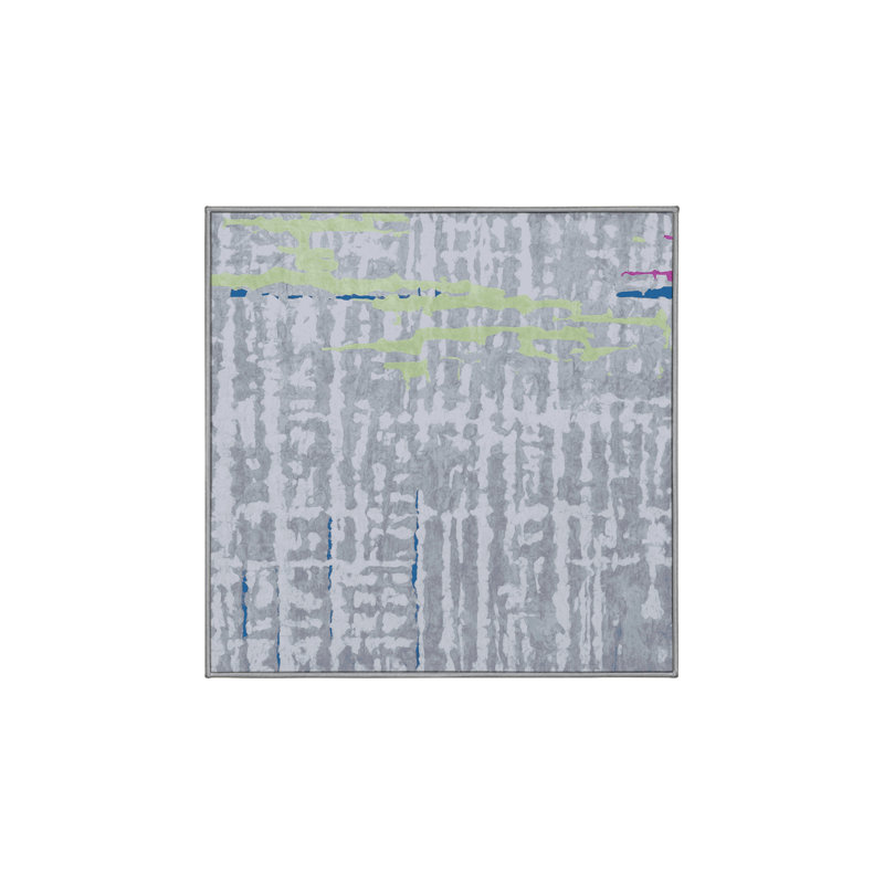 Machine Washable Gray Area Rug, Square 7'