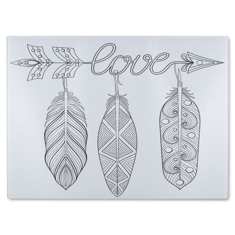 Bohemian Arrow Glass Chopping Board, 28cm L x 20cm W