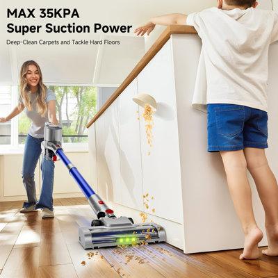 Cordless Vacuum Cleaner For Home - Lightweight, Stick Vacuum Clean With Rechargeable Battery, Max 45mins Runtime, 8 In 1 Handheld Vacuum For Hardfloor & Carpets Pet Hair, Blue