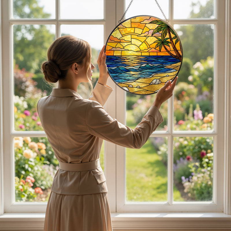 Vitrail 12 "H Sunset Beach, 12" H x 12" W