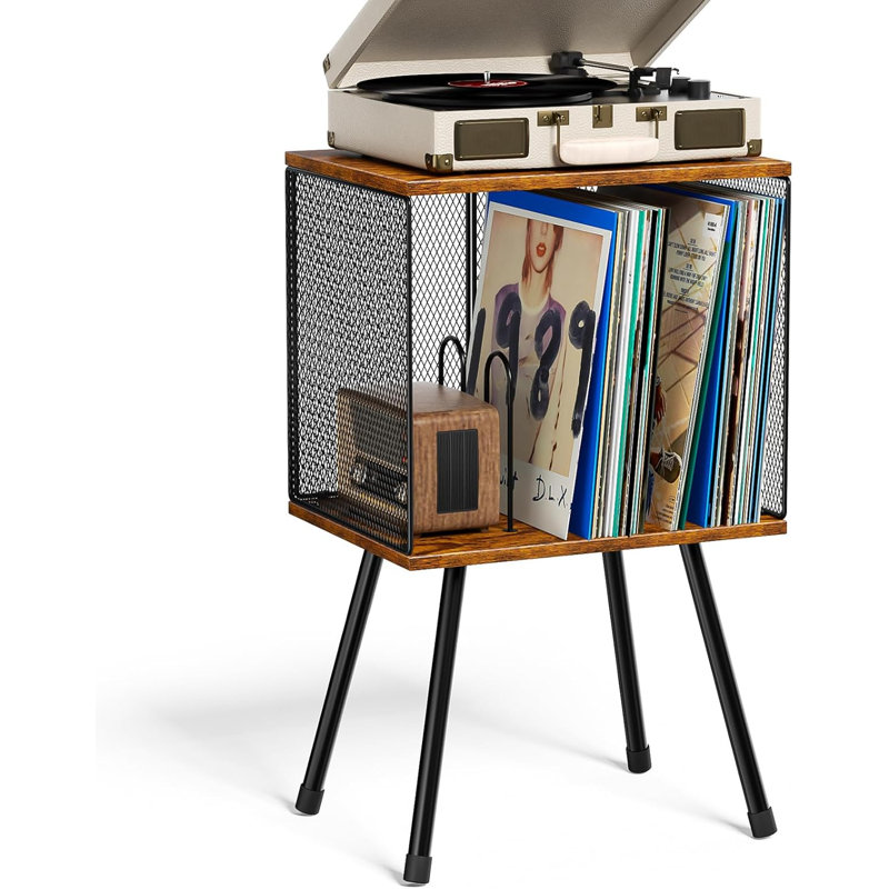 Support pour tourne-disque avec rangement jusqu'à 100 albums, petit support pour disque vinyle