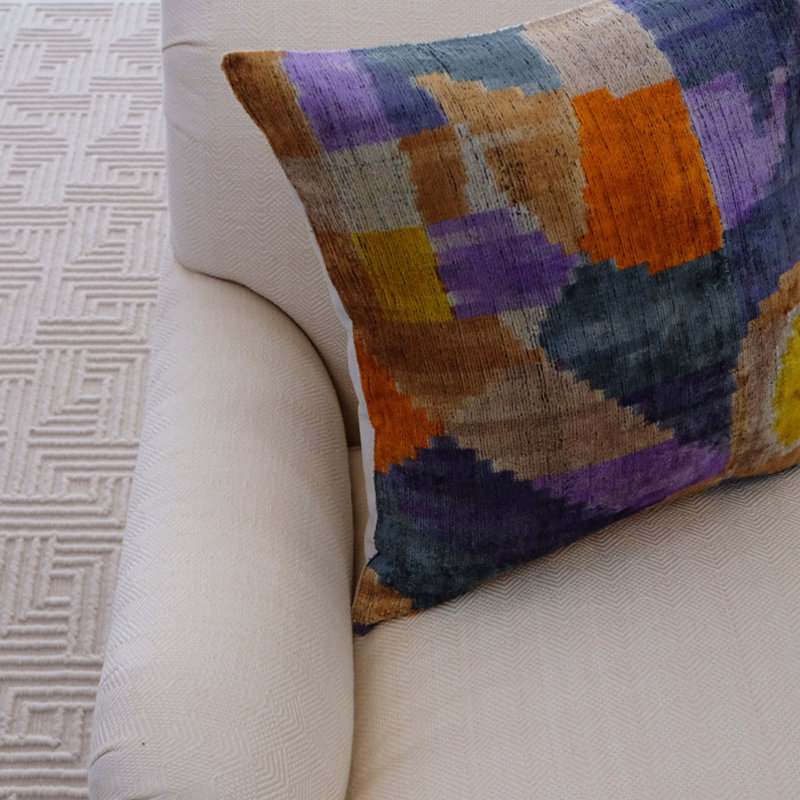 Kara Silk Square Pillow Cover & Insert, Multicolor Abstract 1, 20" x 20"
