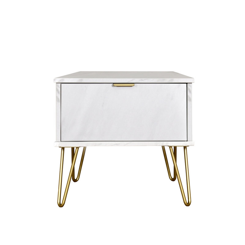 Fully Assembled Raine 1 - Drawer Nightstand, Marble