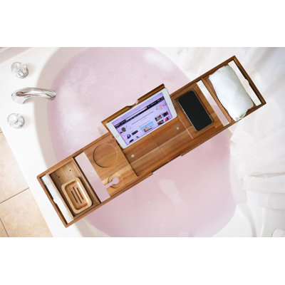 Foldable Bathtub Tray Expandable To 105Cm,Bamboo