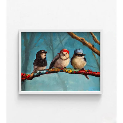 «Birdz In Da Hood» par Lucia Heffernan, impression d'affiche d'oiseau drôle, idée de décoration de chambre à coucher de fils adolescent, art mural petit oiseau