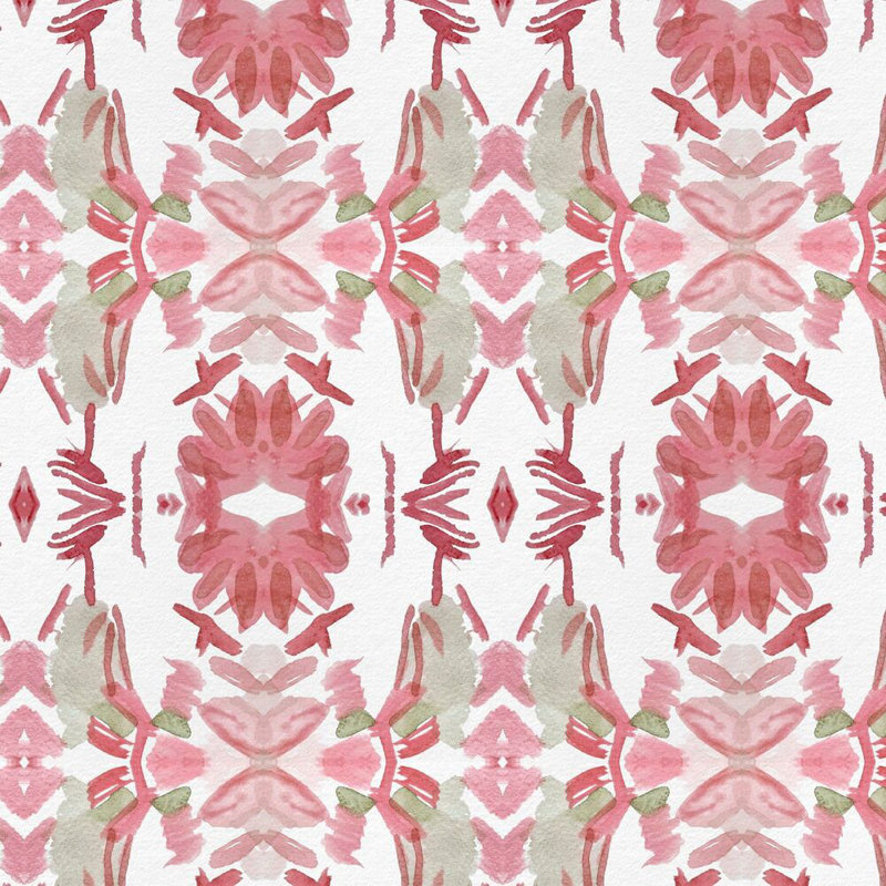 Wildflowers I Large Repeat Luxury Throw Pillow, 22"H x 22"W, Strawberry Floral