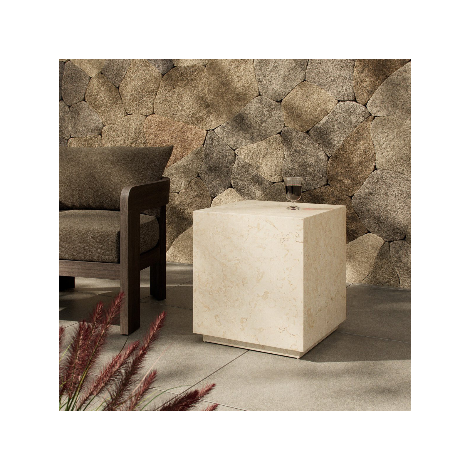 Calypso 20'' Marble Outdoor Side Table