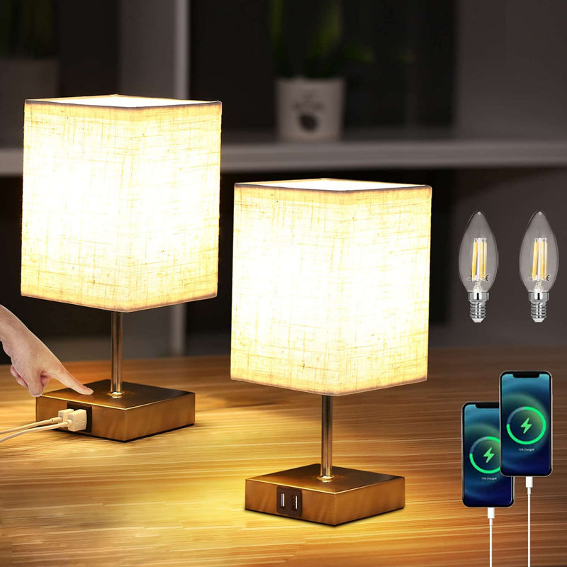 Arnitha Metal USB Table Lamp, White