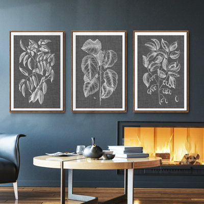 "Graphic Foliage III", ensemble de 3 toiles encadrées
